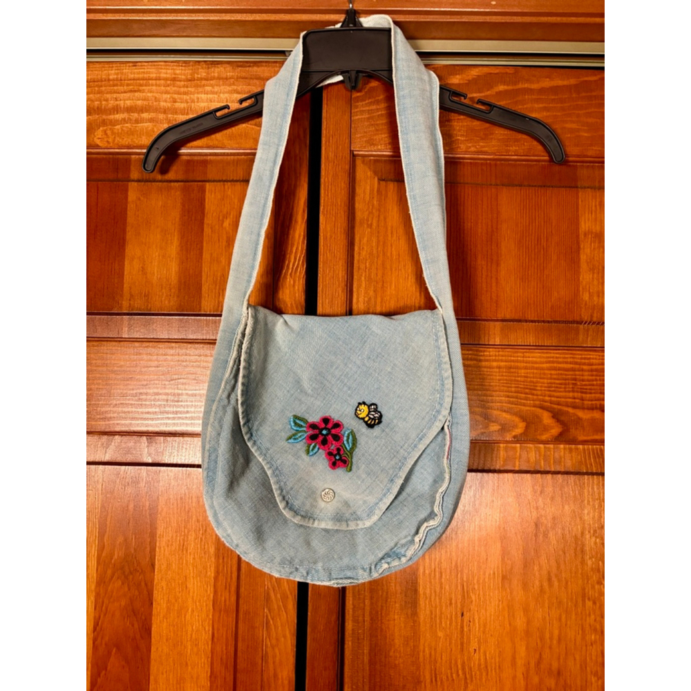 Vintage 70s Chambray Denim Jacket & Purse Set Flower Power Boho Hippie - Picture 9 of 12